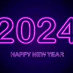 happy new year neon 2024 letters dark background ^ 3840x2160 4k uhd wallpaper